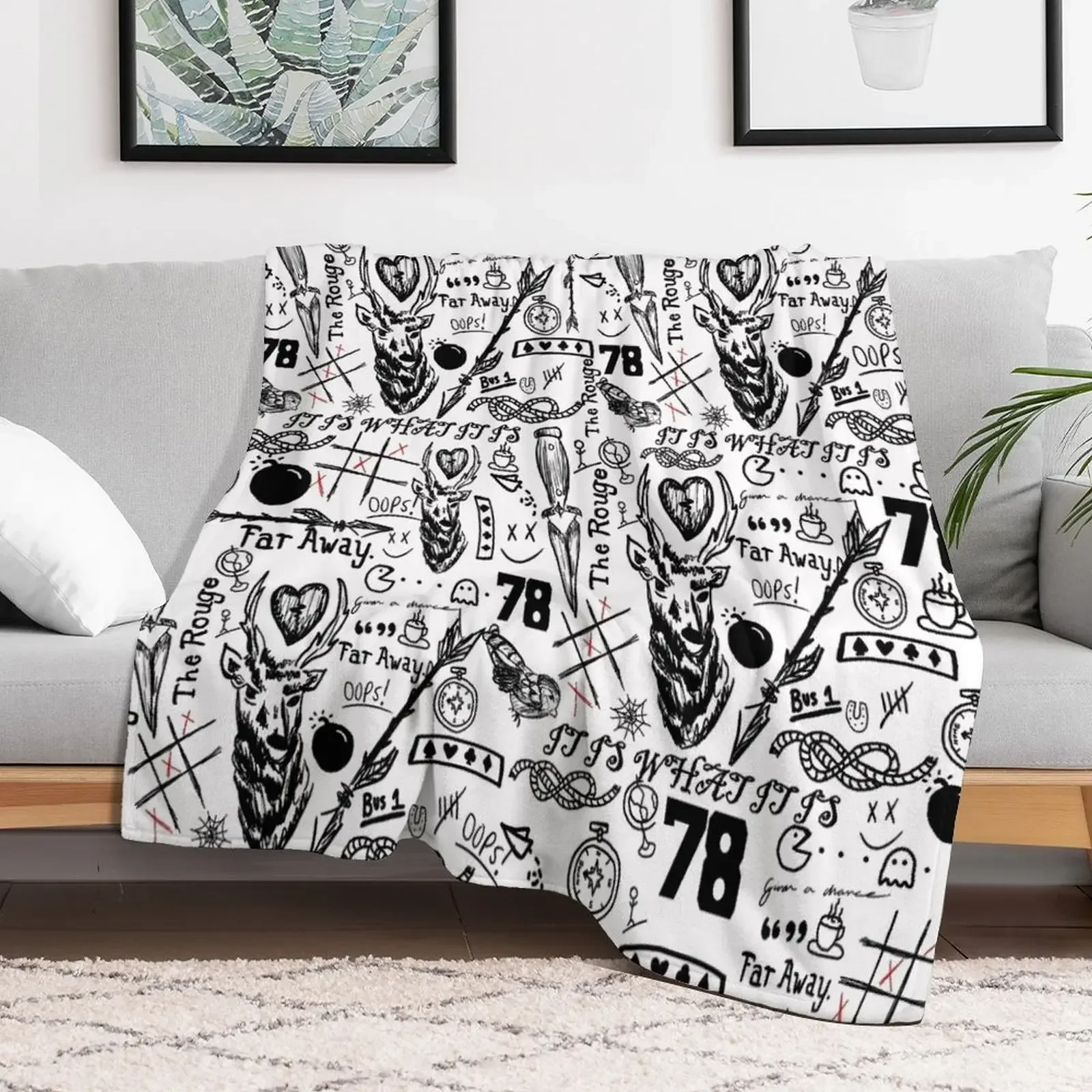 

Lovely Tattoos Throw Blanket Thermal Warm Baby Decorative Beds Blankets