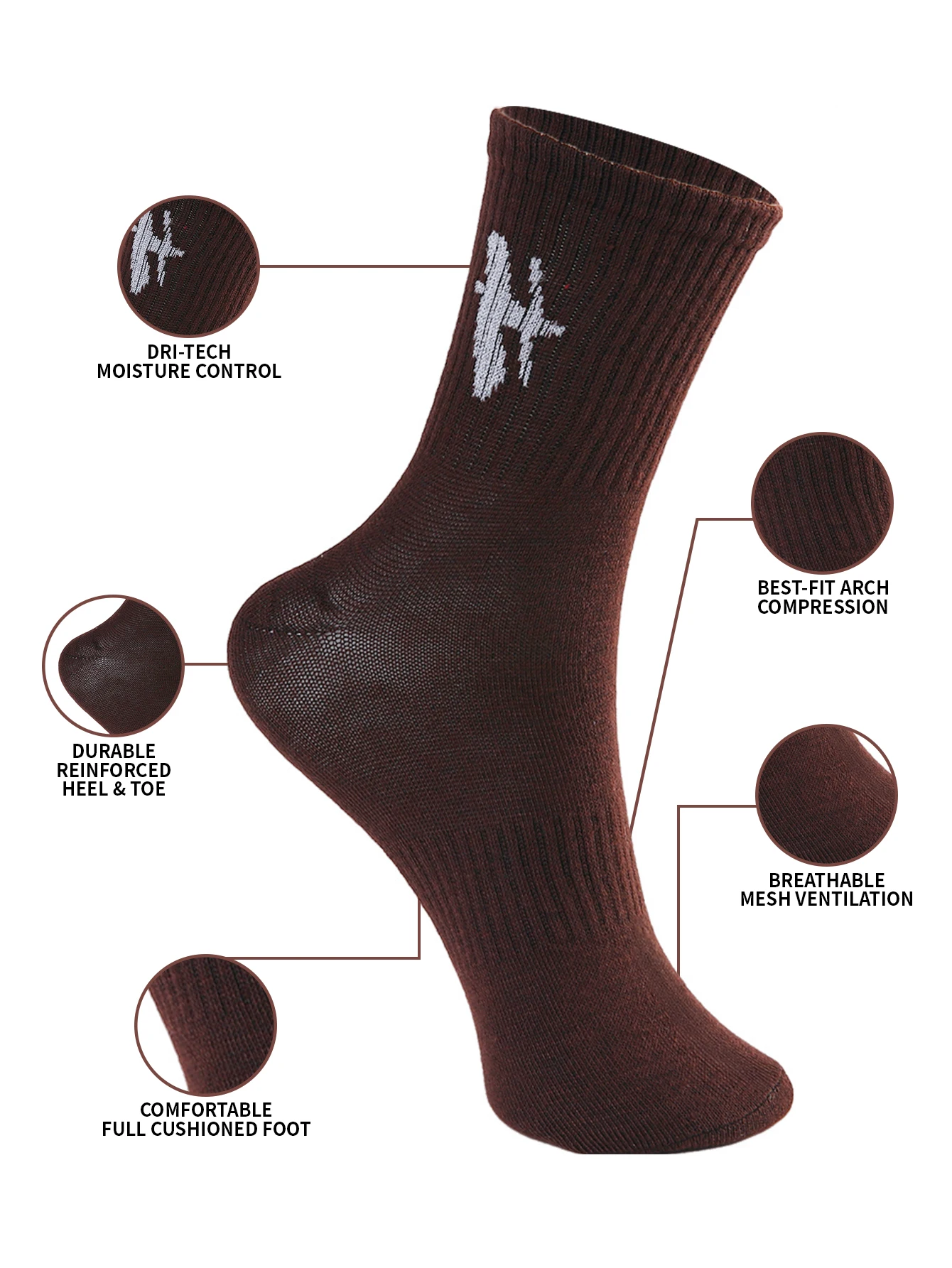 Seis pares de meias femininas de cano médio da moda letra H