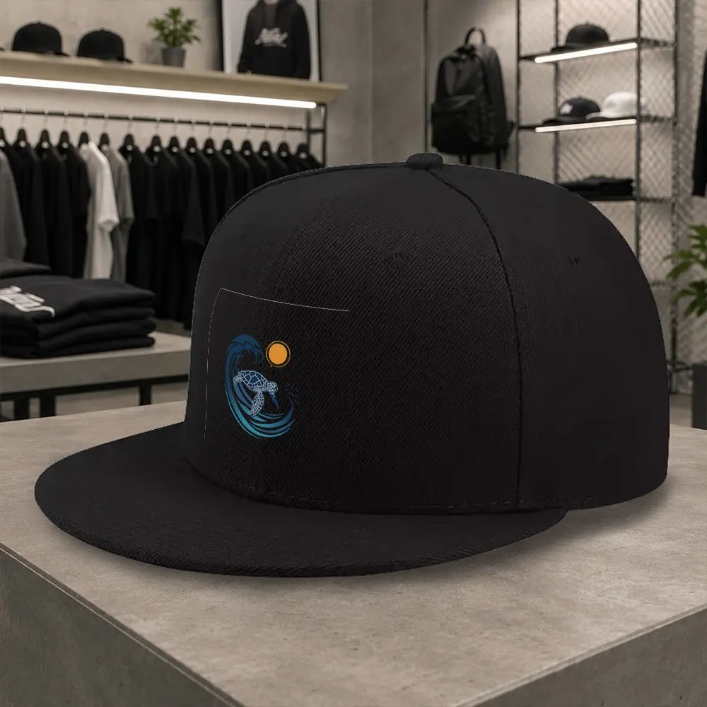 New Sea Turtle Wave Unisex All-Match Flat Brim Baseball Cap, Hip-Hop Hat Cap, Suitable for Short Trips, Home Daily Wear, Etc., I