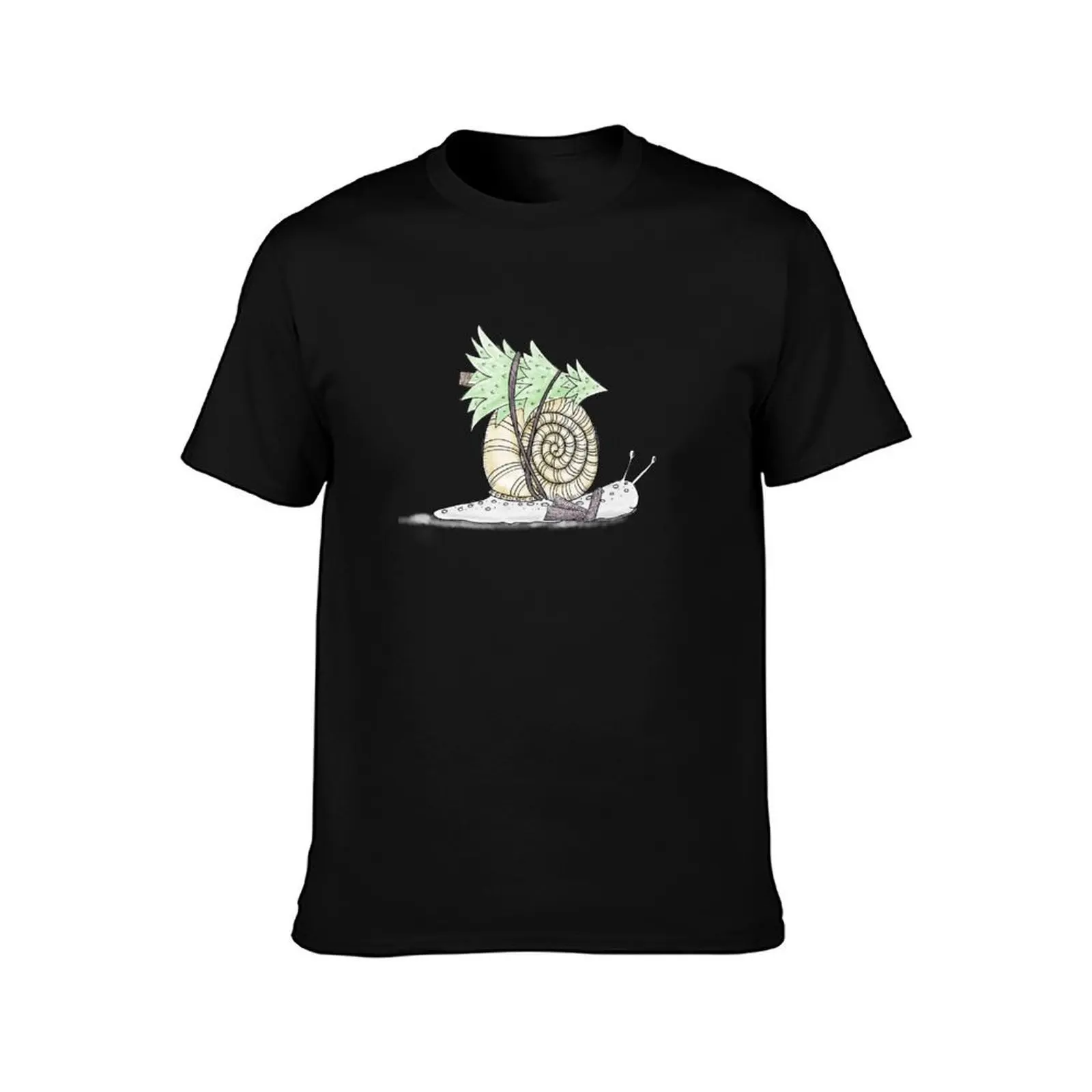 Christmas Snail T-Shirt, Summer Casual Cotton Tee, Oversized Streetwear Tops, Vintage Graphic Print, Loose Fit Short Sleeve