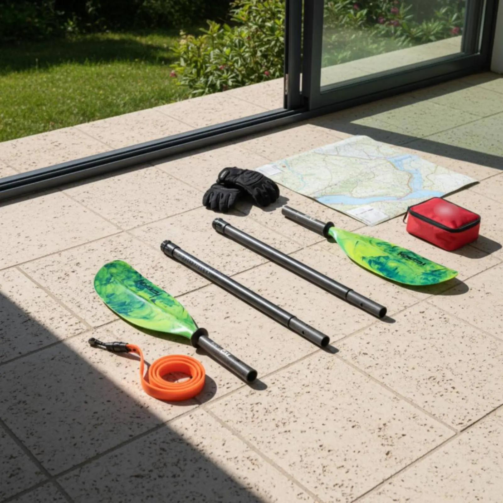 

Double Bladed Kayak Paddle Marbled Blade Design 4 Piece Kayak Paddle Adjustable Length Oar Anti-Water Rings for Touring