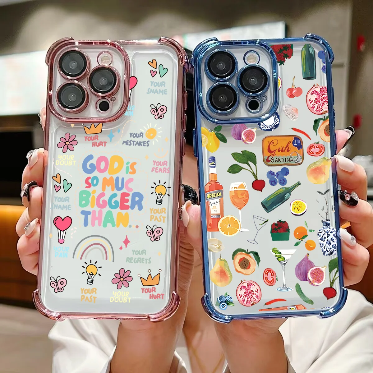 Airabag-iPhone用の落下防止バックカバー,フルーツ,ジュース,花柄のメッキケース,iPhone 16,15,14,13,12,11 pro max,x,xr,xs max,7、8、6プラス