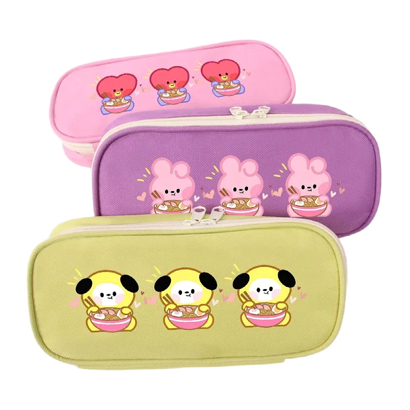 

Милый пенал BT21 с мультяшными персонажами, креативный кавайный органайзер для канцелярии, косметичка, аниме-товары, подарок для фанатов.