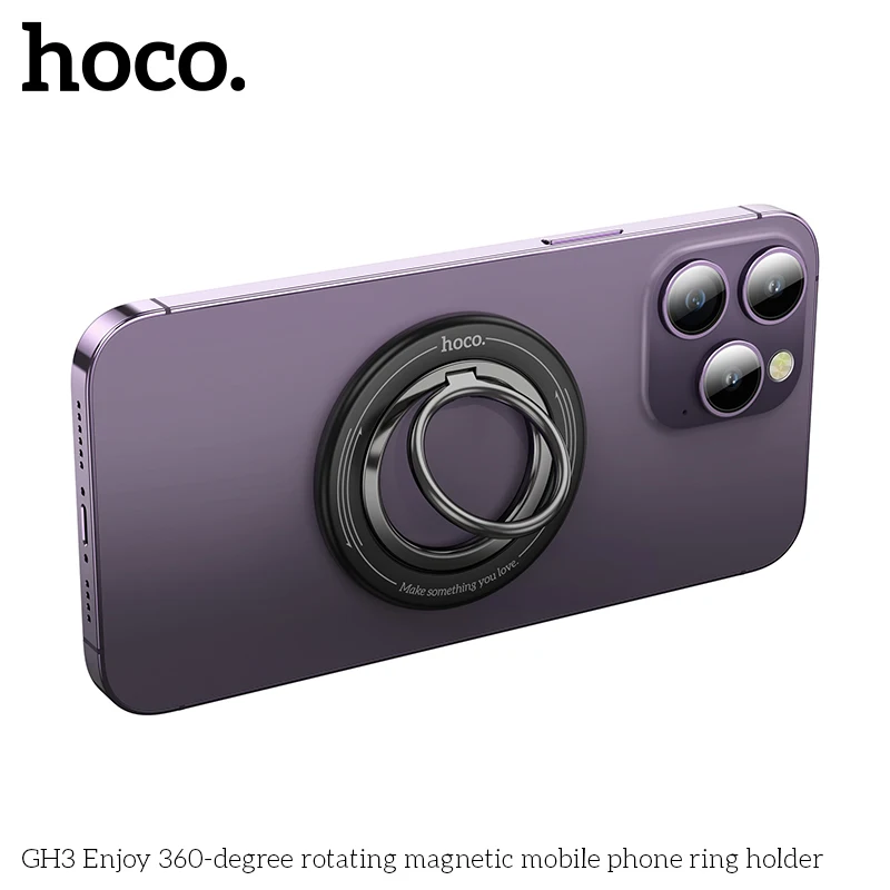 HOCO GH3 MagSafe Magnetic Ring Phone Holder 360 Degree Rotating Kickstand for iPhone MagSafe Samsung Desktop AlloyBuckle Stand