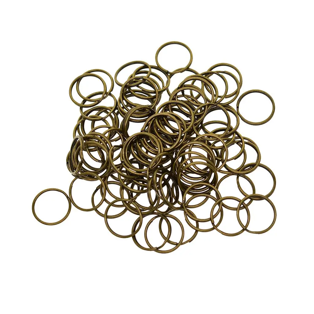 Set of 100 Small Round Metal Split Rings for Home Key Organization And