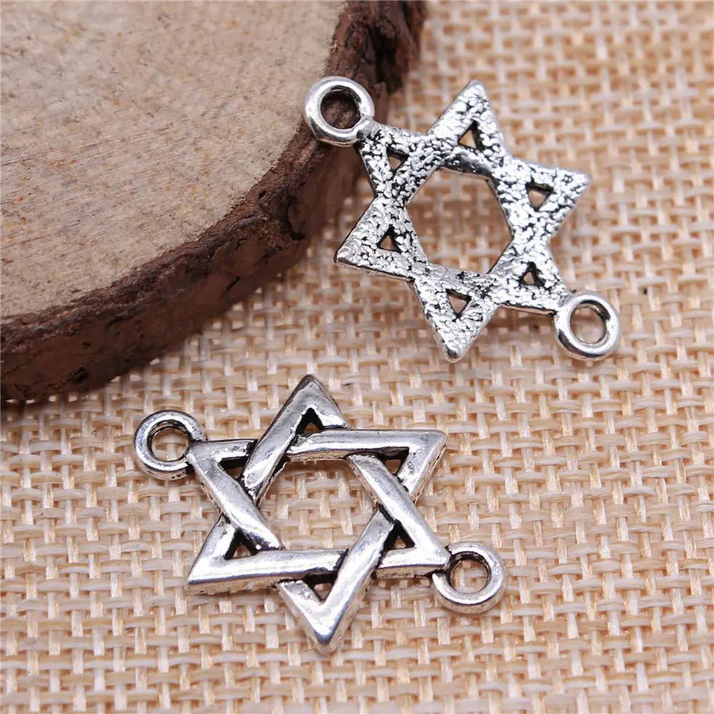 Decoration Star Of David Connector Charms Jewellery 25x16mm 10pcs