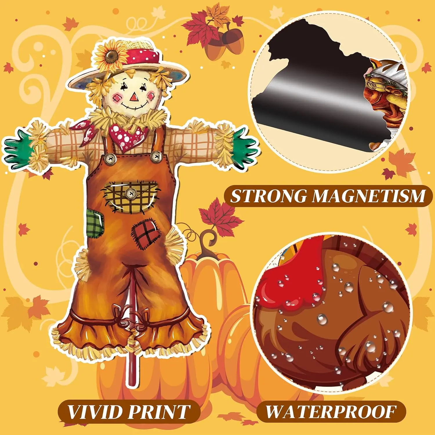 Fall Thanksgiving Refrigerator Car Magnets Decoration 25Pcs, Magnetic Thanksgiving Decorative Door Stickers Fridge Decors Car De