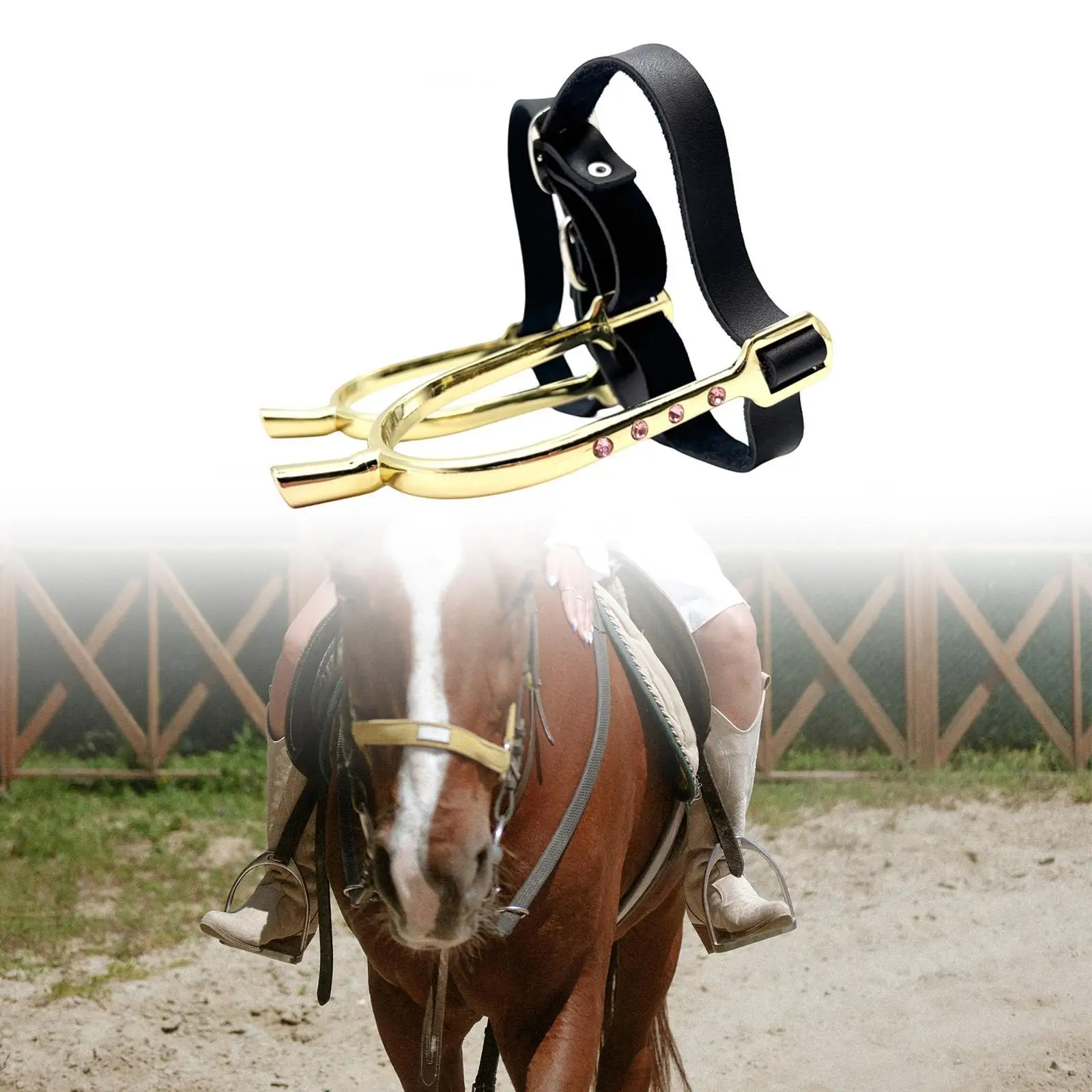 Horsemanship Rider Spurs Iron PU Leather Belt Equestrian Riding Accessories for Competition Dressage Ranch