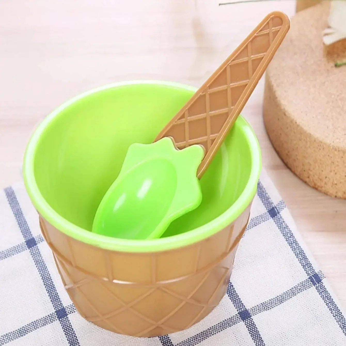 1 set - Ice Cream Bowl Spoon Set Yogurt Cup Children\'s Ice Cream Bowl