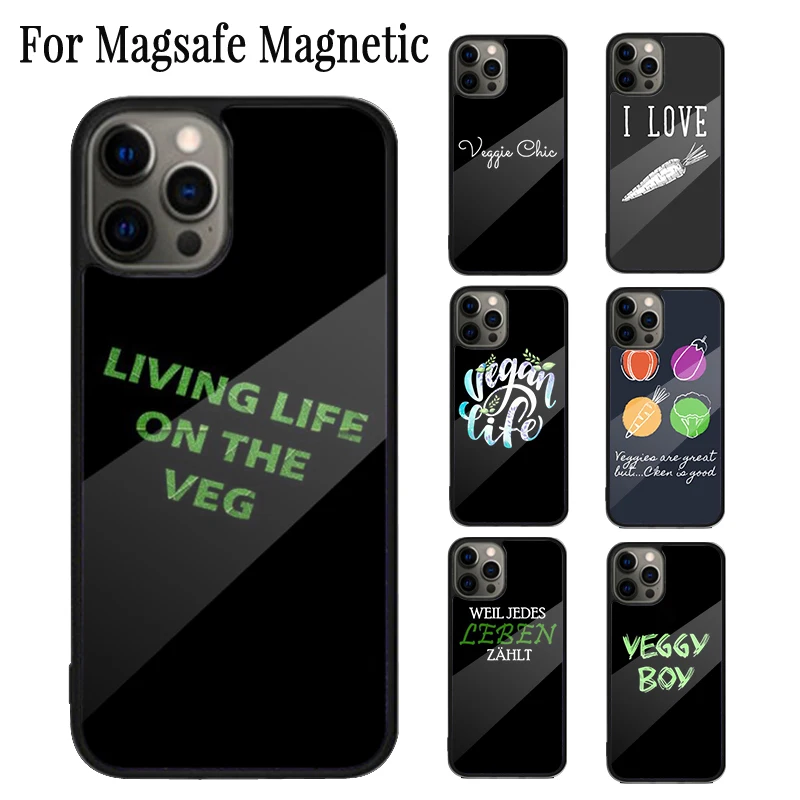 awesome Vegan Vegetarian design Magnetic Phone Case Coque For iPhone 16 15 14 Plus 13 12 11 Pro Max Magsafe Wireless Cover