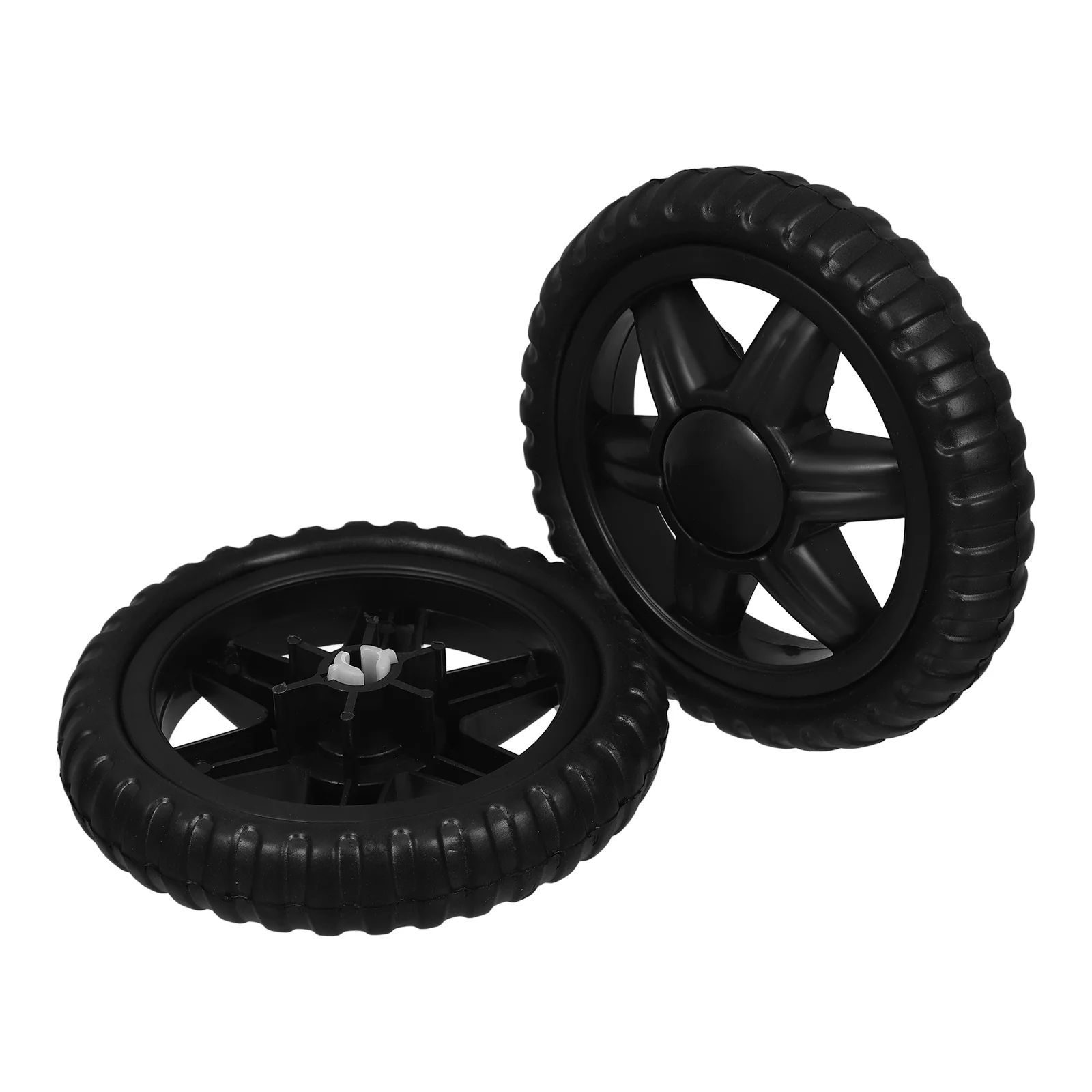 Ruedas de carrito de compras negras, piezas de goma de repuesto para carrito de supermercado, absorción de impacto suave y fácil, 2 uds.