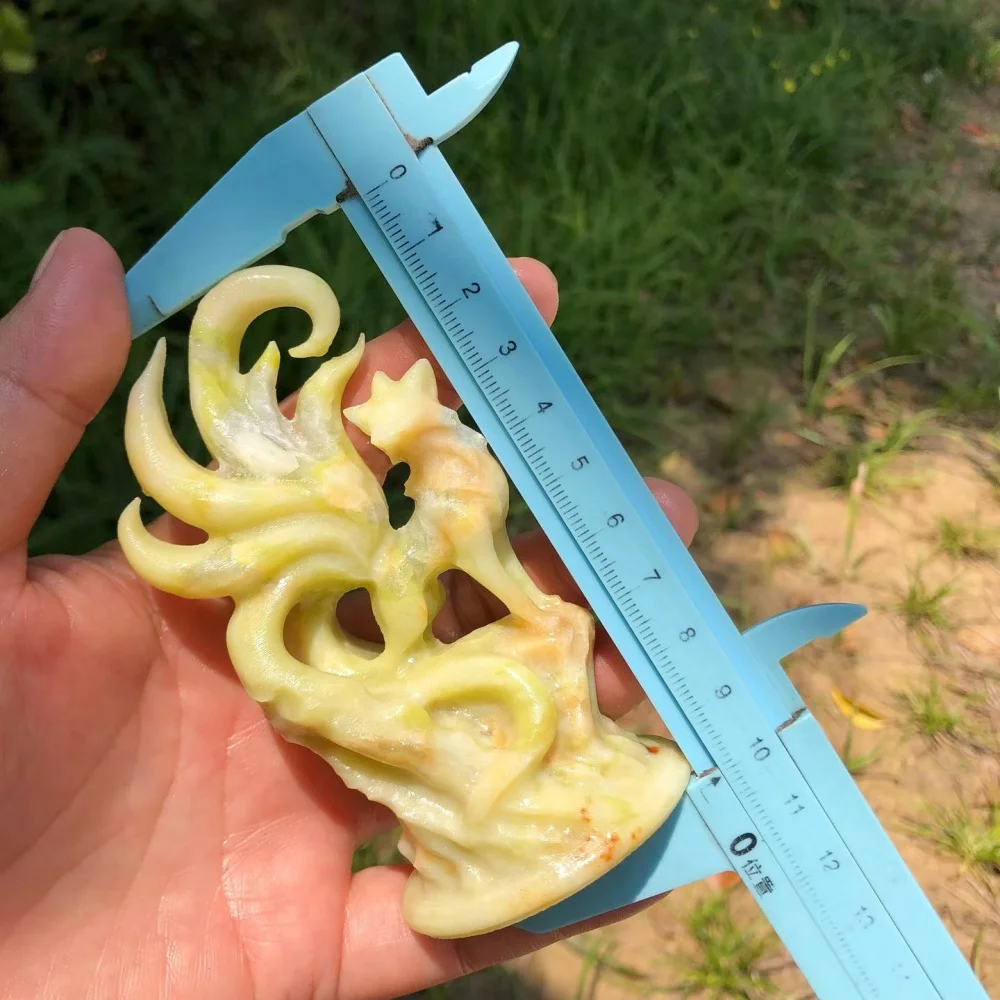 Natural Yellow Quartz Nine-Tailed Fox Carving Healing Mineral Polished Home Decor Ornament Gift-Quality Stone Figurine