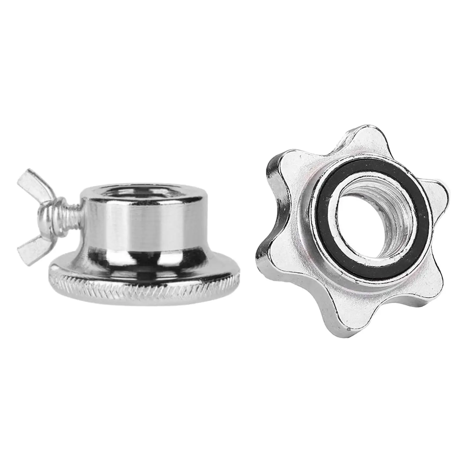 Stainless Steel Hex Nuts, Spin-Lock Collar Screw for Barbell Dumbell Weight Lifting 2.5cm (Silver)