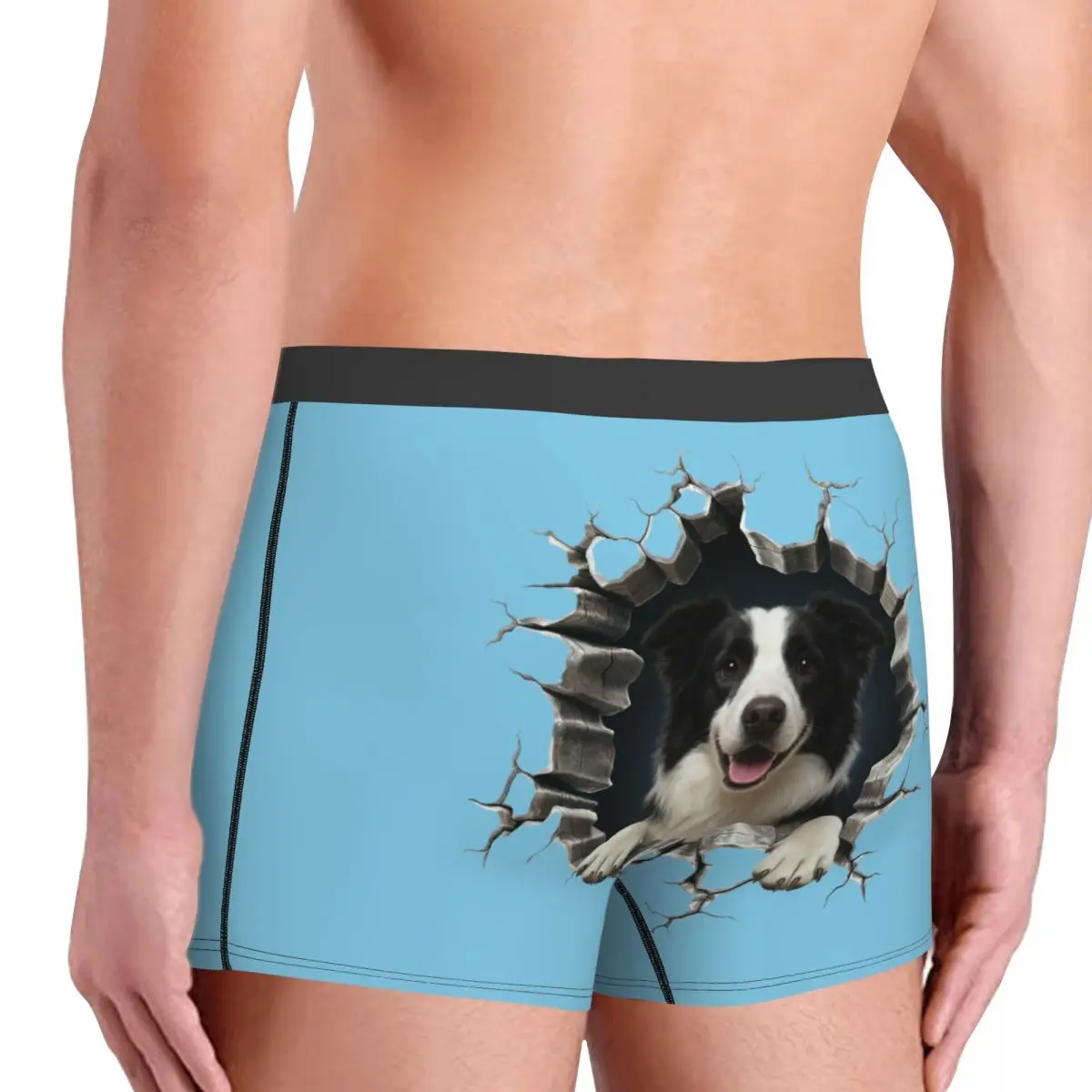 Breaking Through Border Collie Boxers calzoncillos elásticos para hombres amantes de los perros ropa interior regalo de boda del Día de San Valentín para el marido