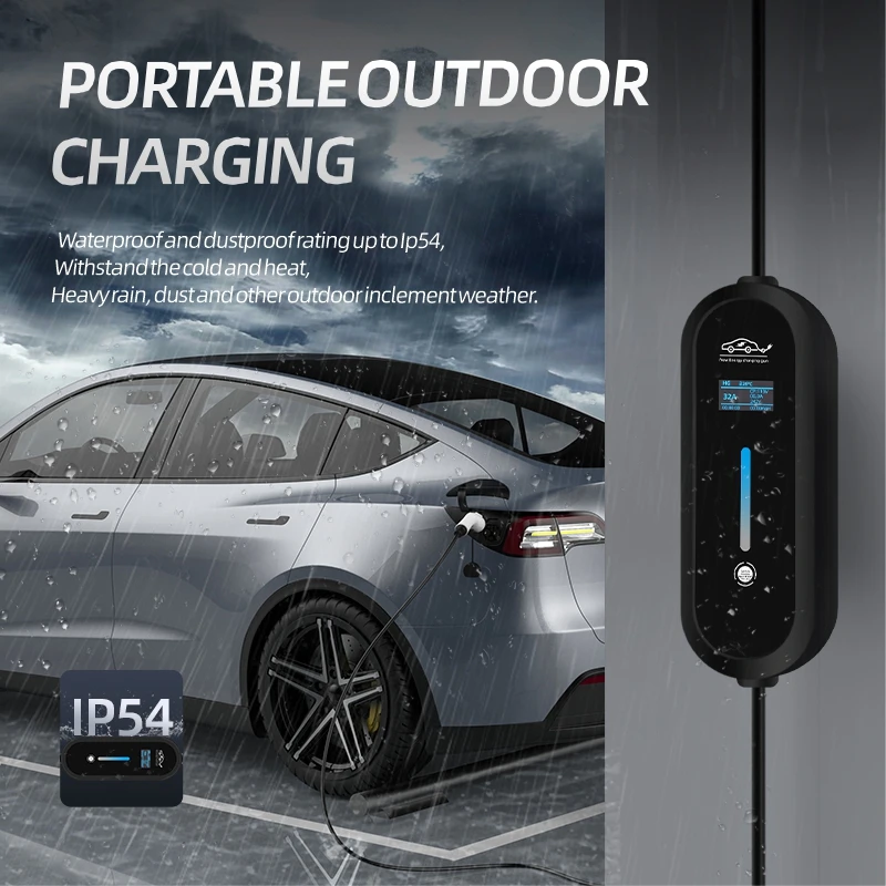 ROMADA 7KW 32A EV Portable Charger 3M 5M 10M 15M 20M Cable Type2 IEC62196 EVSE CEE Plug Wallbox Adapter For Electric Vehicle