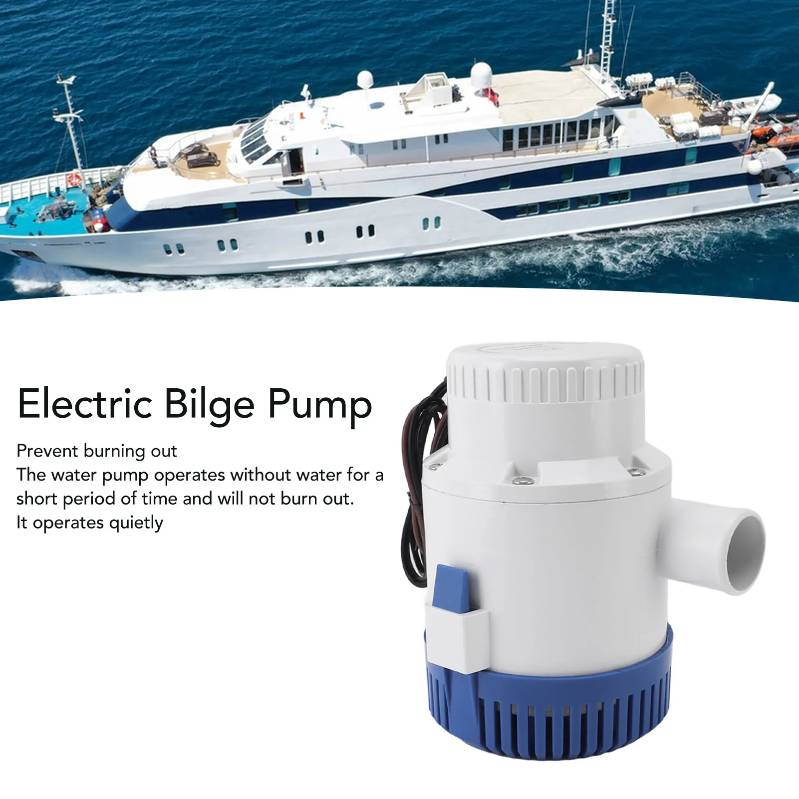 3700 GPH Boat Marine Plumbing Electric Bilge Pump Efficient Low Noise Overheat Prevention Plumbing Electric Bilge Pumps