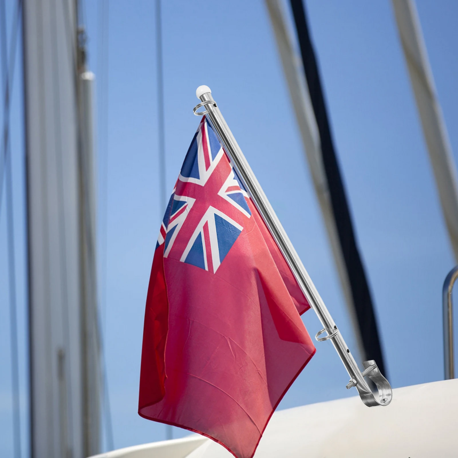 

Stainless Steel Marine Flagpole Sturdy Boat Fitting Metal Flag Pole Weatherproof Windproof Lightweight Boat Flag Pole