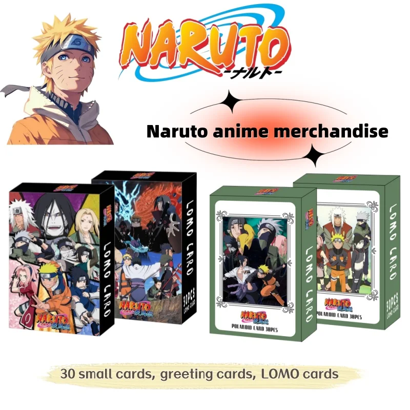 Tarjetas pequeñas creativas de anime de Naruto, 30 tarjetas pequeñas de Naruto, tarjetas de felicitación, tarjetas fotográficas en caja, tarjetas LOMO, marcapáginas