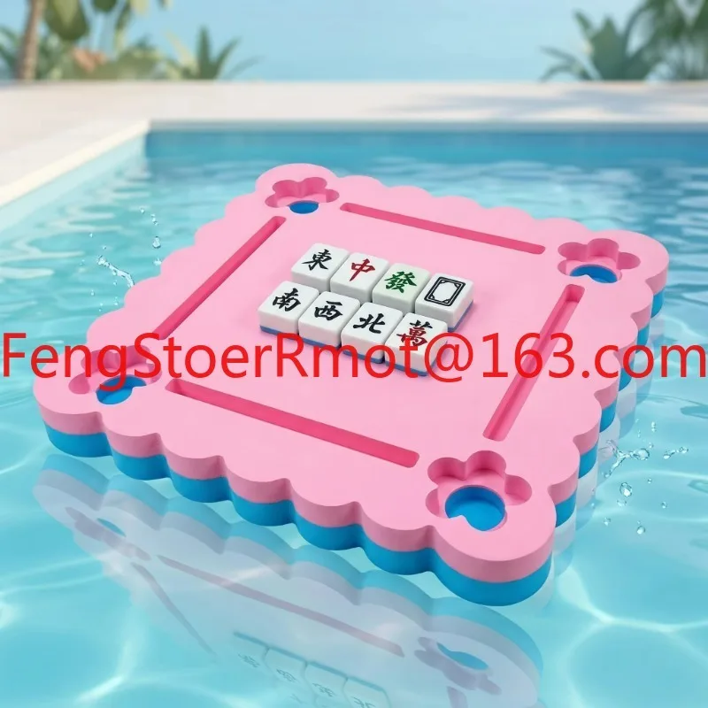 Floating Mahjong Table Portable Waterproof EVA Foam Pool Game Table for Swimming, Yachting, Spas, Summer Parties