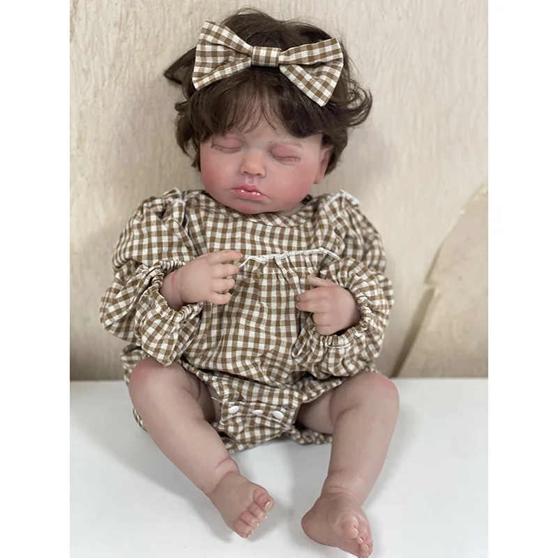 48CM Soft Silicone Reborn Baby Doll Loulou Rooted Hair 3D-Paint with Visible Veins Real Sleeping Alive Kids Boneca Art Doll Toy