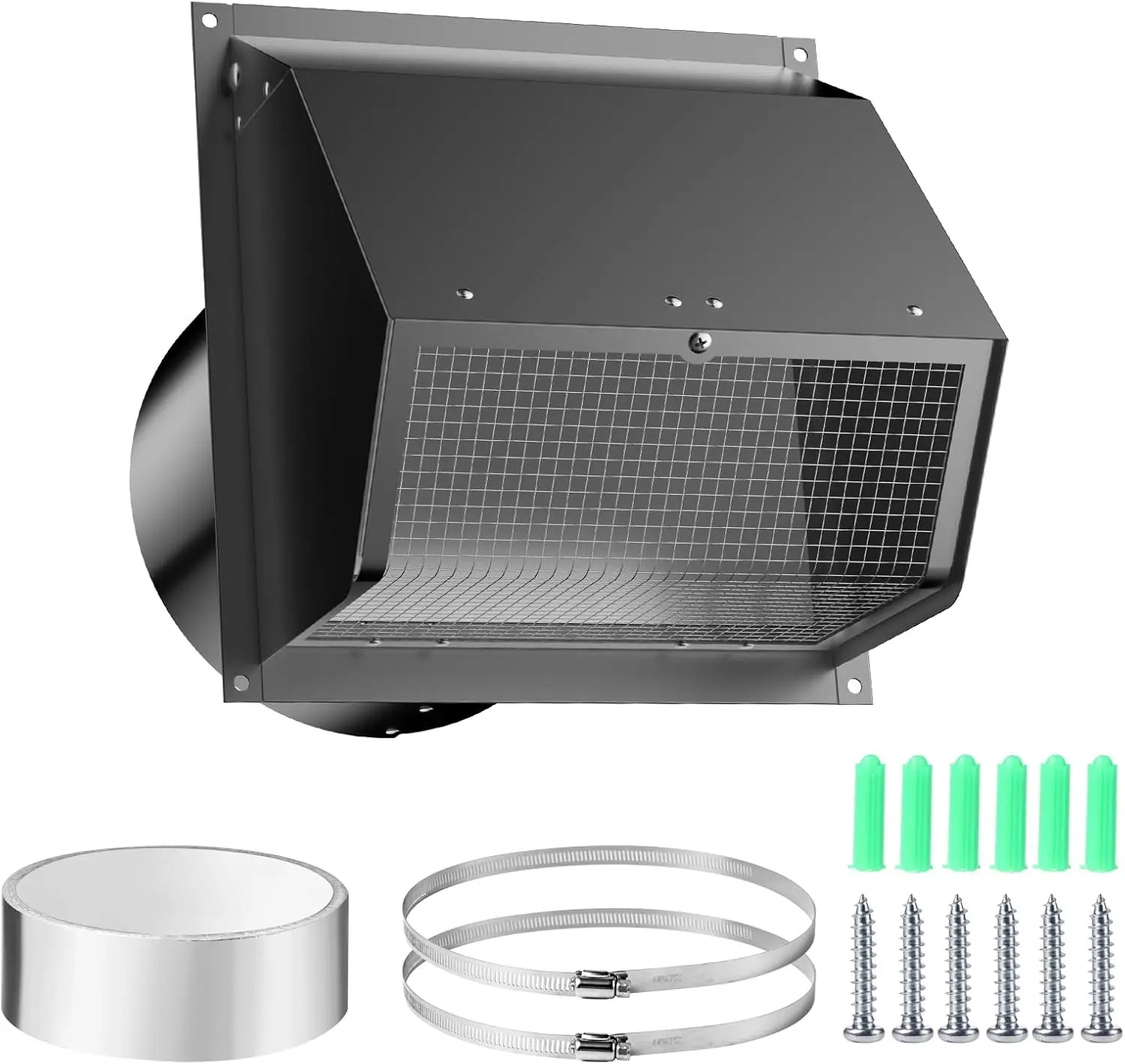 

10-дюймовый настенный вытяжной вентилятор с сеткой и заслонкой, черная вытяжная крышка для кухонной плиты и сушилки