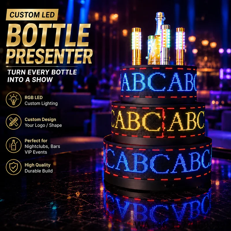 Custom Brand Logo Bottle Display Stand with Artistic Design for Nightclub VIP Service Private Label Manufacturer