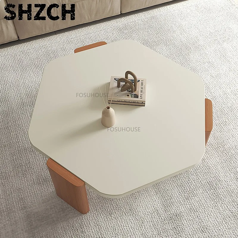 Nordic Wooden Living Room Café Tables Café Furniture Hexagon Coffee Tables Minimalist Upscale Design Portability Tea Table t