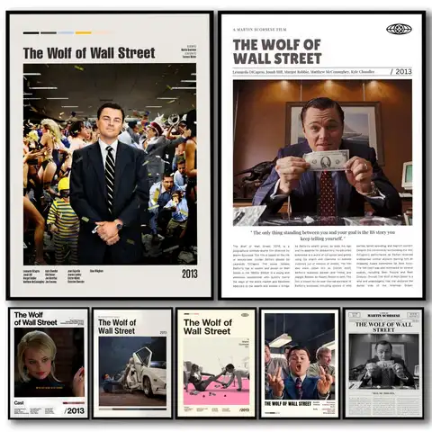 Película clásica The W_Wolf of Wall Street, póster en lienzo de lino, impresiones artísticas de pared para sala de estar, dormitorio, oficina, decoración del hogar, regalo
