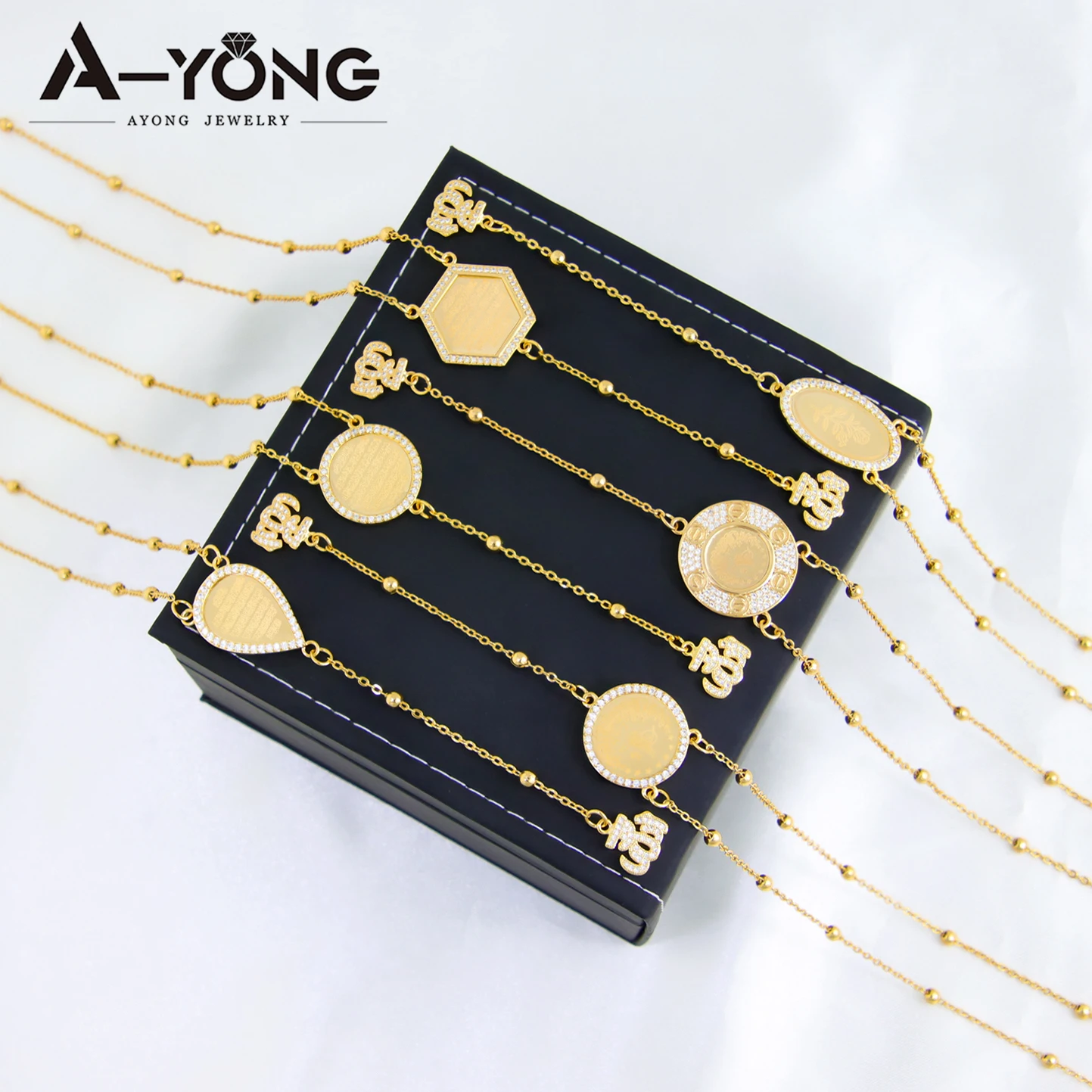 Islamic Saudi Gold Color Long Necklace 21k Gold Plated Zircon Brazilian Italian Coins Pendant Women Fashion Event Party Jewelry