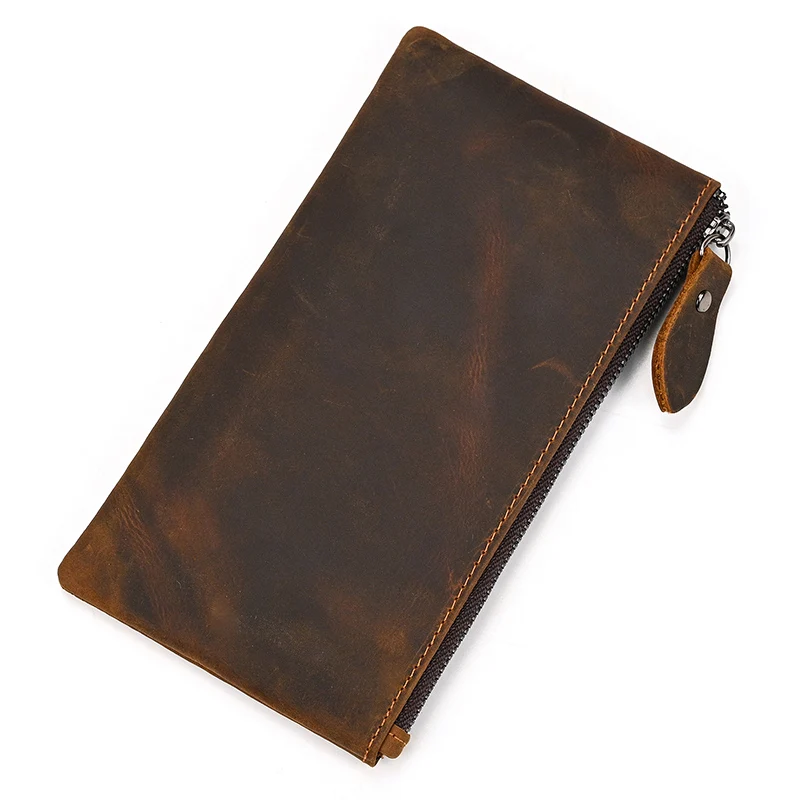 Luufan cuir hommes pochette portefeuille en cuir véritable fermeture éclair affaires hommes sac de jour grande capacité porte-carte sac à main homme téléphone Pouth