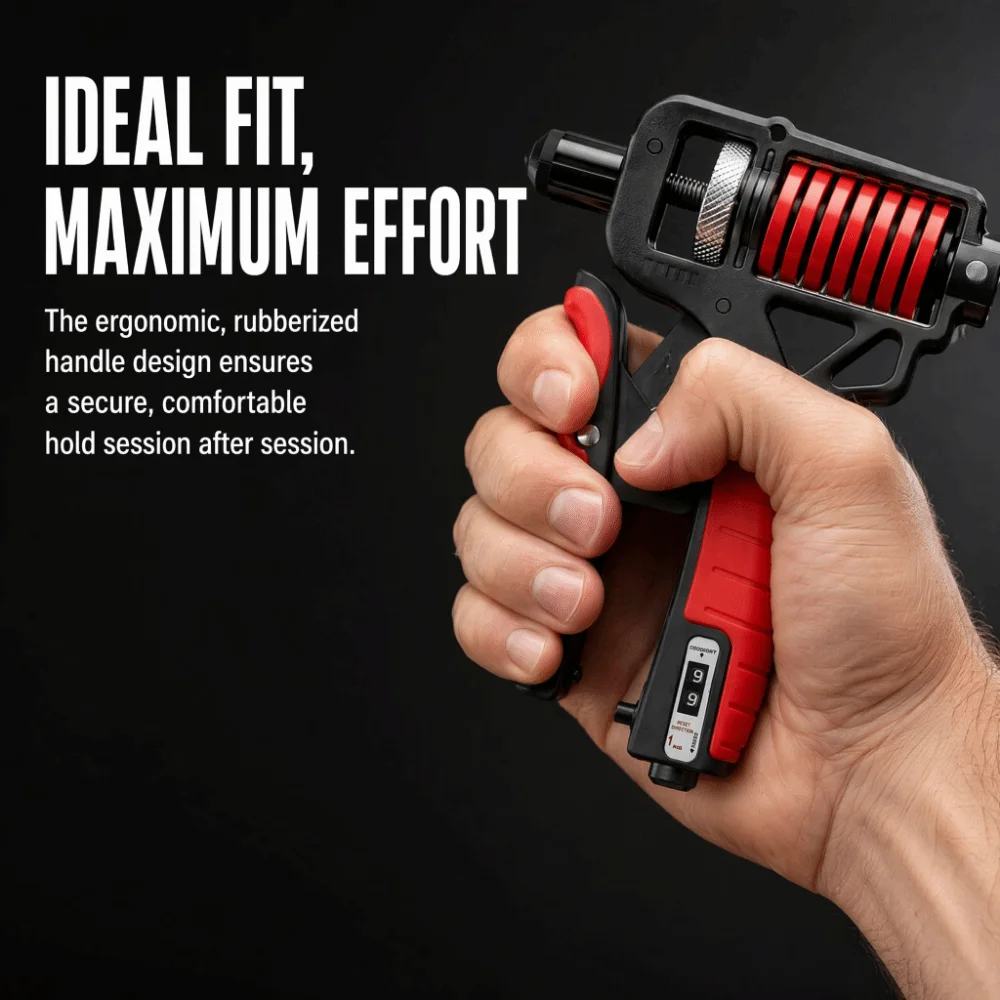 Non-Slip Hand Grip Strength Trainer Adjustable Resistance Built-In Counter Finger Grip Strength Trainer TPR Coating
