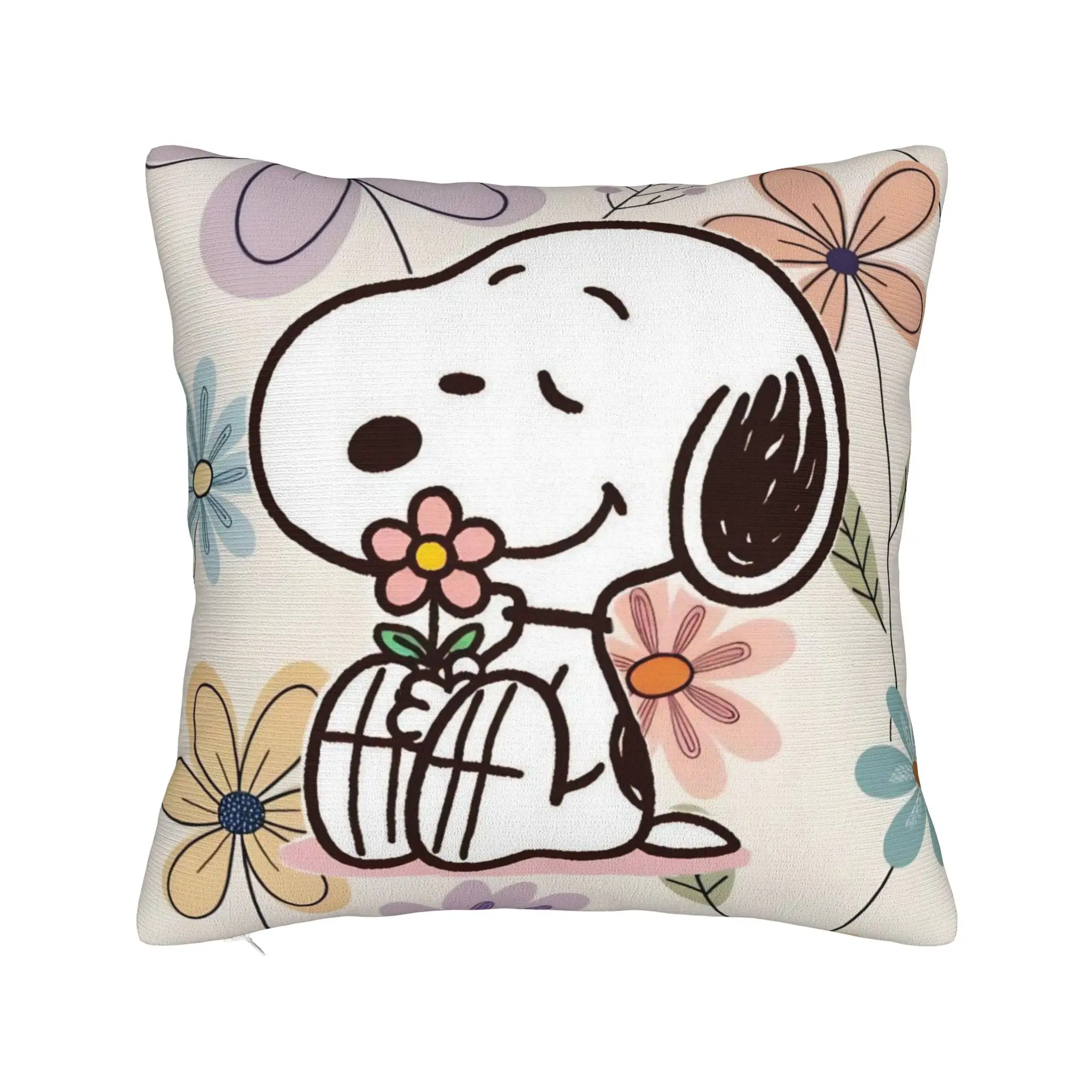 Cartoon Cute S-Snoopys Square Pillowcases Polyester Room Flower Cushion Case Creative Decorative Pillow Cover 40*40