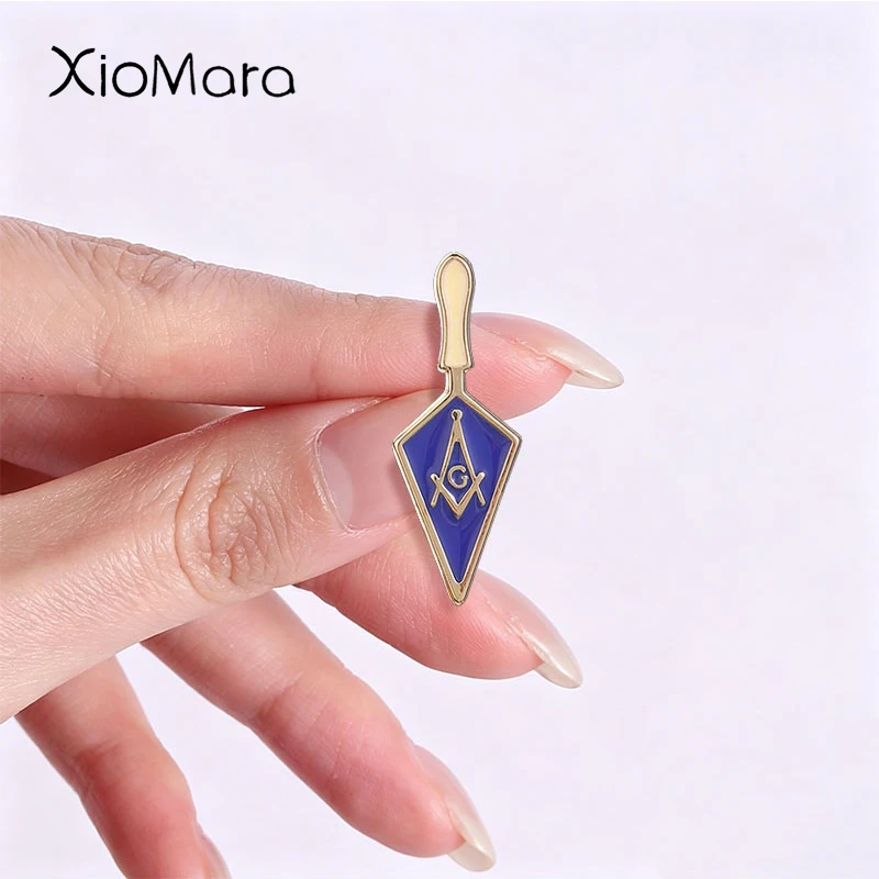 Masonic Trowel Badge Blue Gold G Symbol Enamel Pins Fashion Lapel Metal Brooches Backpack Clothes Jewelry Gift for Friends