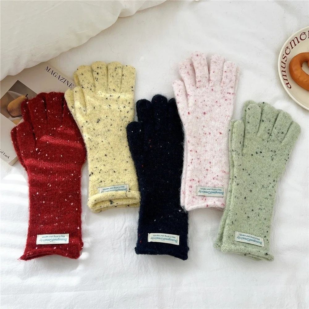 

Универсальные вязаные перчатки с точечным узором, теплые перчатки с отдельными пальцами, морозостойкие зимние перчатки с поддержкой сенсорного экрана