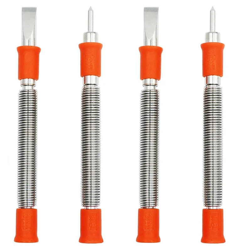 

B97A-4Pcs Spring Tool Set 5/16-Inch Chisel And 1/8-Inch Center Punch Set, Spring Loaded Rivet Removal Set For Wood
