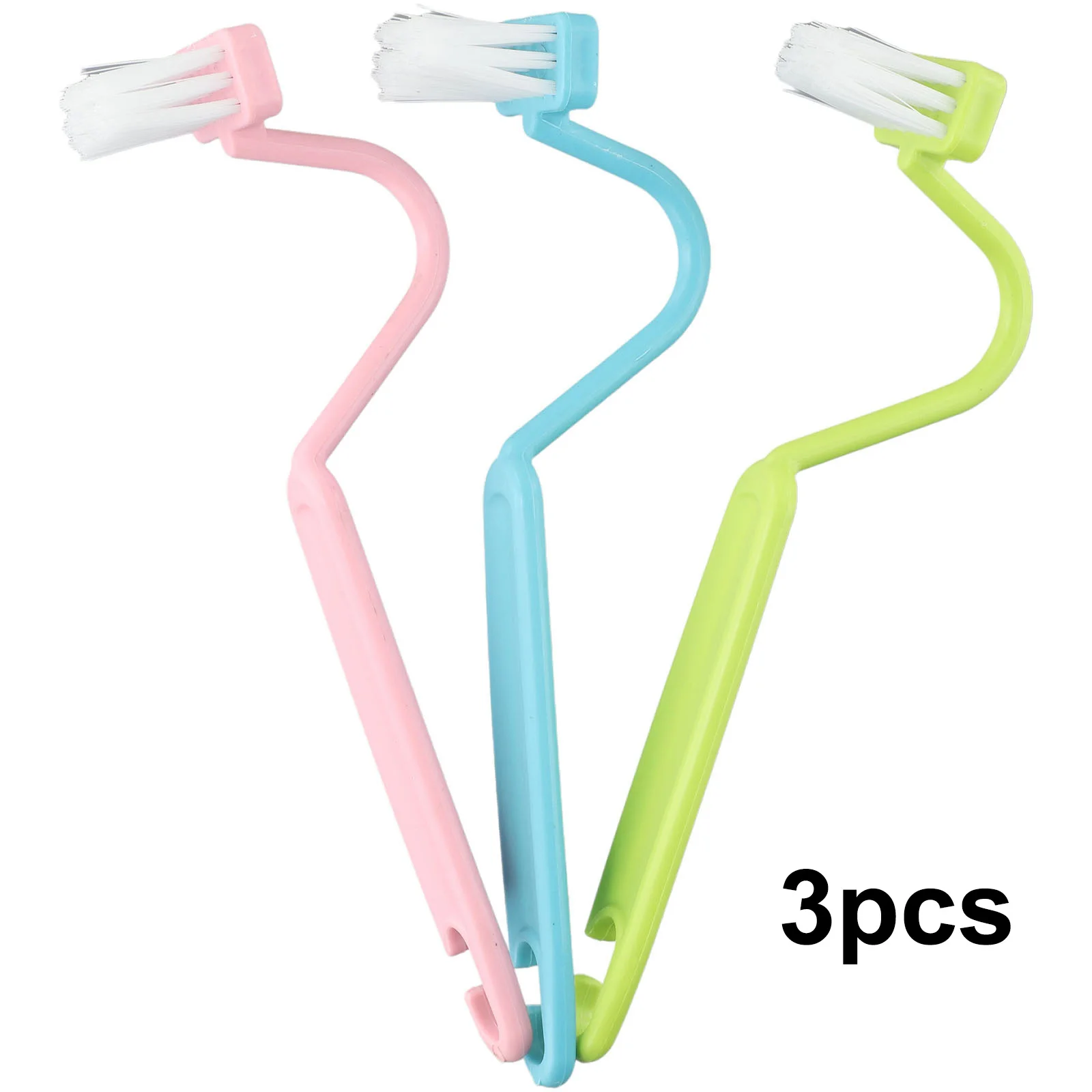 3Pcs/Set V-shaped Toilet Under Rim Cleaning Brush Ergonomic Design Toilet Brushes Multi-Purposes For Gas Stove Slot Floor Drain