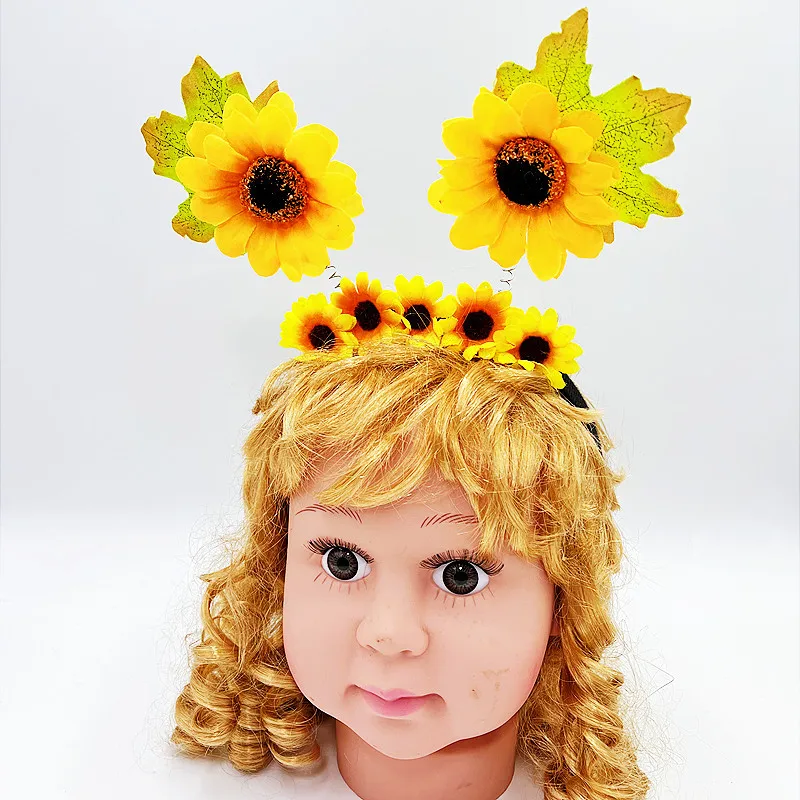 

Детская повязка на голову с подсолнухами, имитация цветов, женский венок для праздников и выступлений