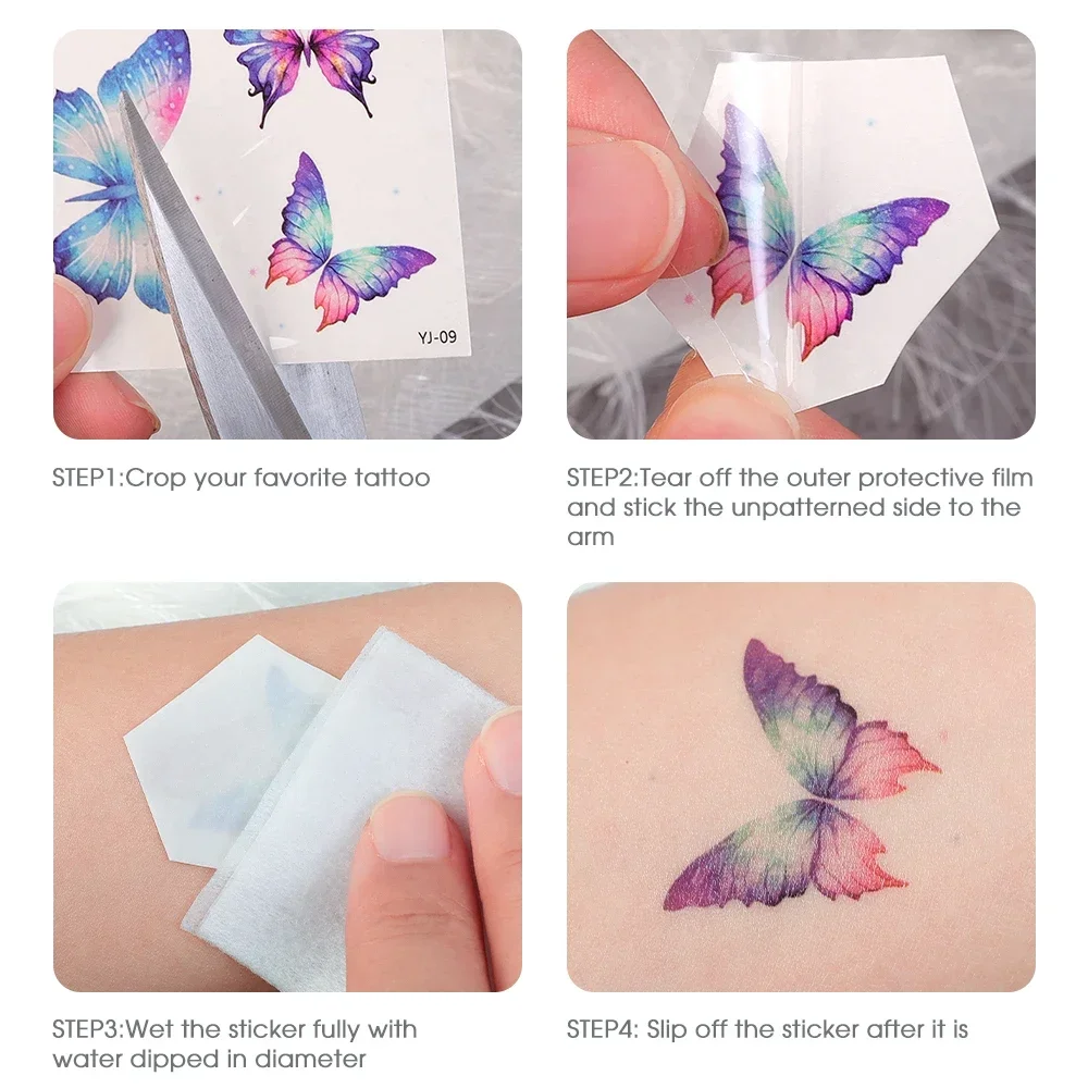 Waterproof Butterfly Temporary Tattoo Stickers 10PCS Colorful Wings Eyes Corner Art Face Stickers Stage Festivals Party Makeup