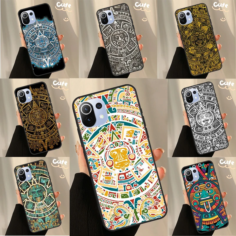 Aztec Calendar Mayan Native Stone For POCO F5 Pro X4 F4 GT C40 M5s F3 X3 X5 Pro Case For Xiaomi 13 12 Lite 12T 11T Pro Cover 