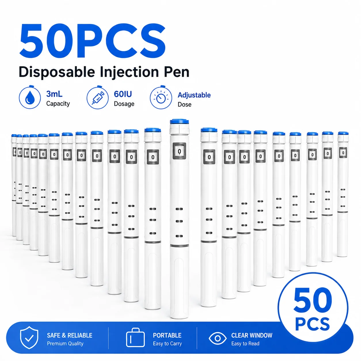 Image of 10/20/30/50 Stück Einweg-Insulin-Injektionsstift-Set, Insulin-Spritzenstift für präzise Dosierung, praktisches Injektionszubehör