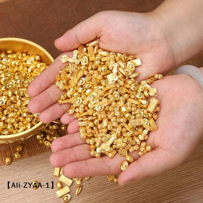 【A】100PCS Plastic Gold Attract Wealth Luck Charms Mini Dollars Ingots Gold Melon Seeds Handicraft