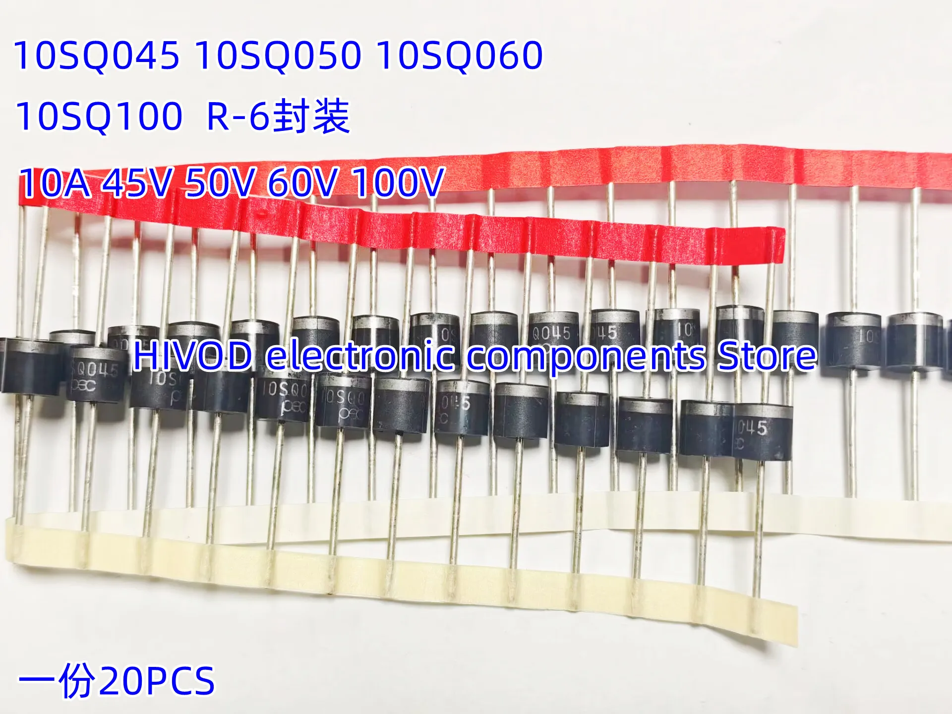 20PCS  10SQ045 10SQ050 10SQ060 10SQ100 10A 45V 50V 60V 80V 100V Package R-6 Photovoltaic Wiring Schottky Diode