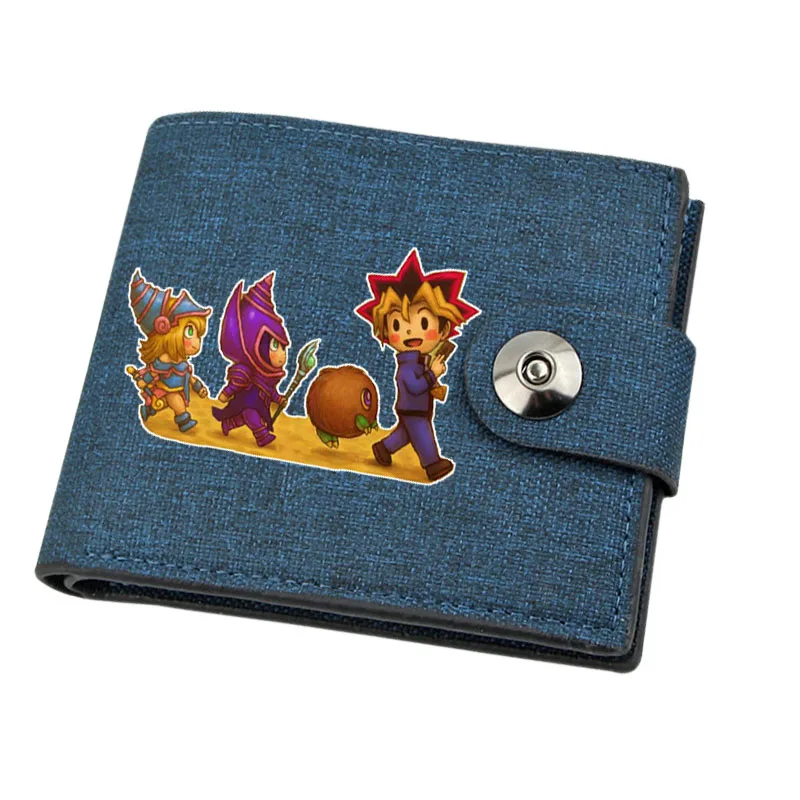 Boy Gril Coin Purse Anime Yu-Gi-Oh! Cartoon Wallet Canvas Teenager Casual Cash Holder Bi-Fold Buckle Short Wallet