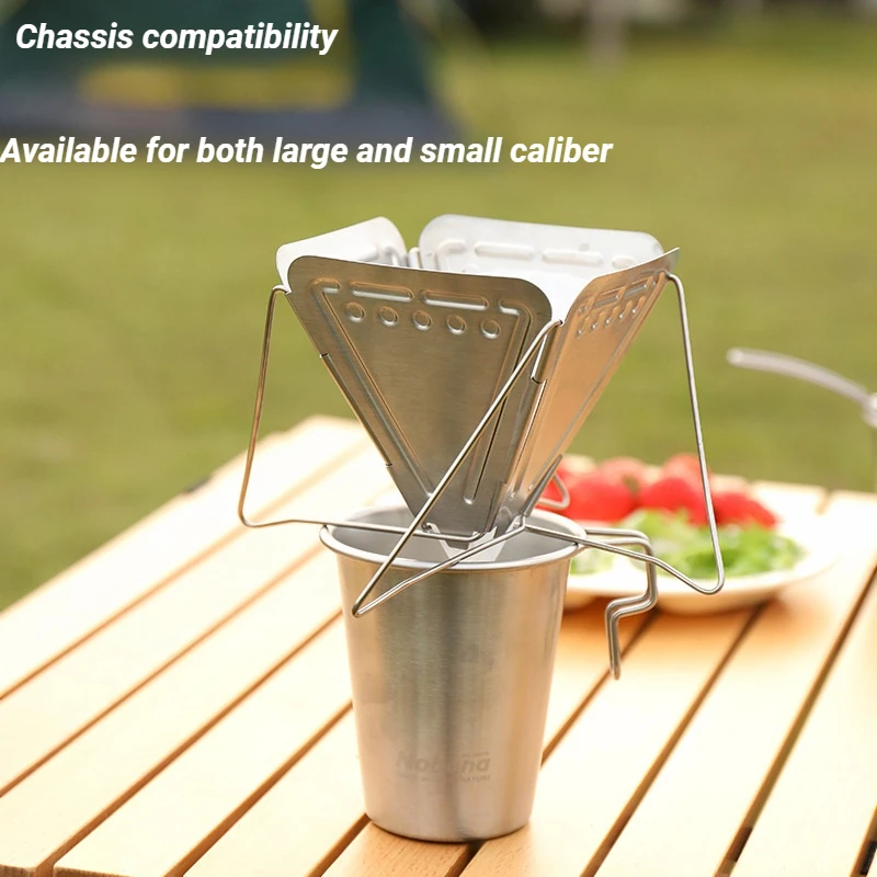 Outdoor Camping Hand Brewed Coffee Filter Folding Funnel With Bracket Portable Camping Stainless Steel Filter Drip Rack