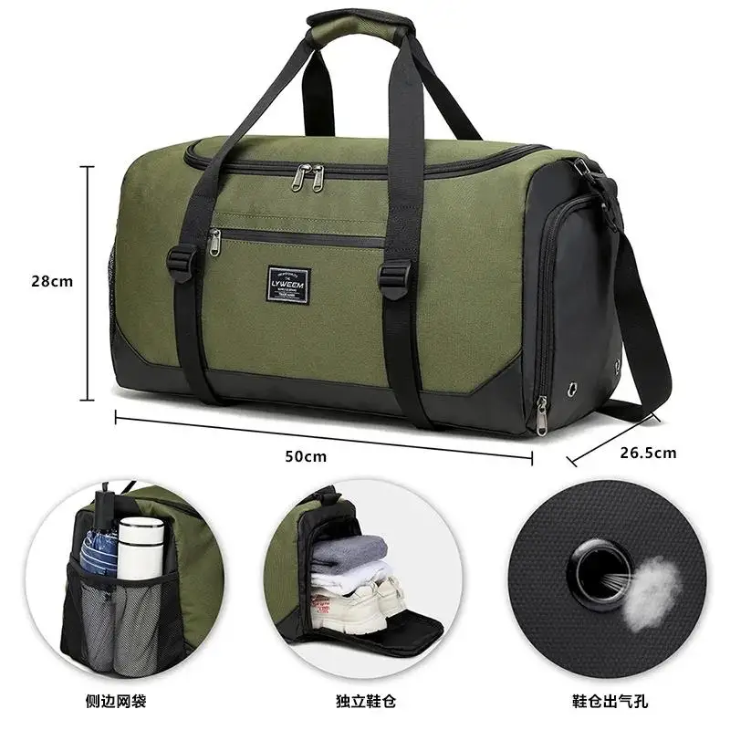 Travel Bag for Men Weekend Traveling Duffle Tote Bag Weekenders Big Large Handbags Boston Bag Golf Caddy Khaki Green Gray Black