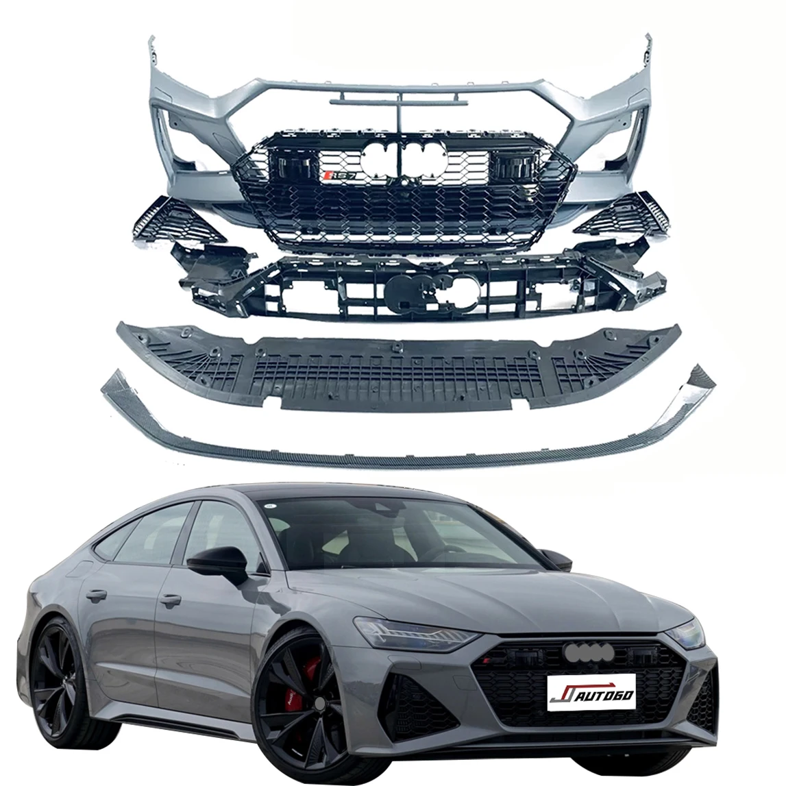 

Auto Modification Conversion Body Kit for Audi A7 S7 C8 19-22 Update to RS7 Honeycomb Style Front Bumper+Grille Assembly Assy
