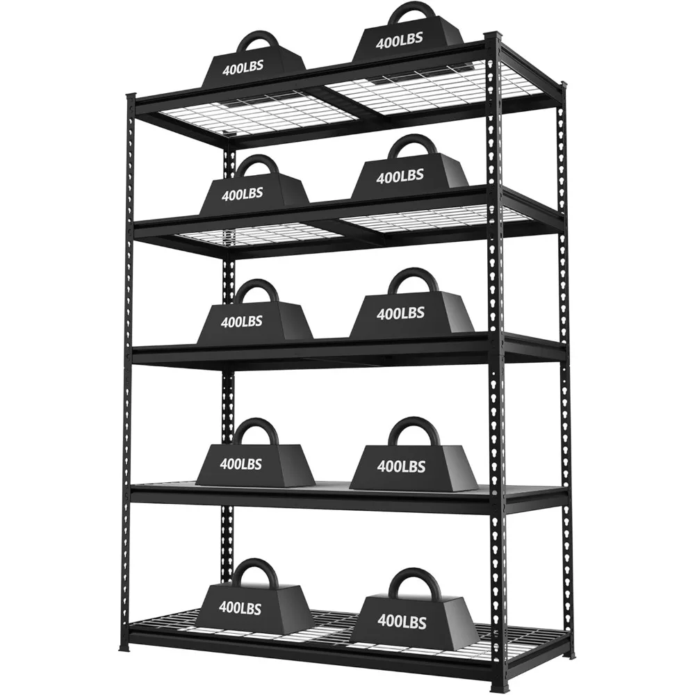 

4000 lbs 5-Tier Metal Shelving, 72"H x 48"W x 24"D Heavy Duty Adjustable Rack for Garage, Basement & Warehouse