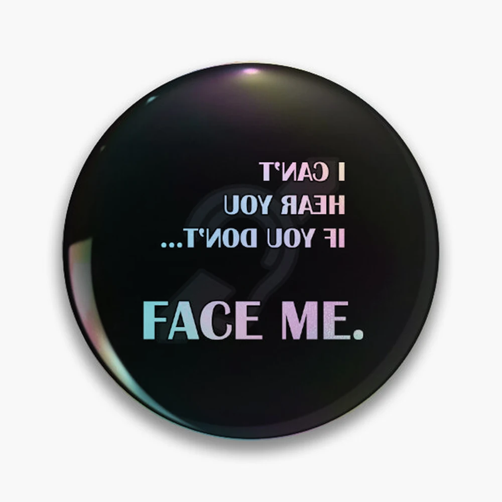 I Can't Hear You if You Don't.. Face Me - Hard of Hearing Pin Holographic Star Heart Pin Brooches Laminated Button Fashion Acces