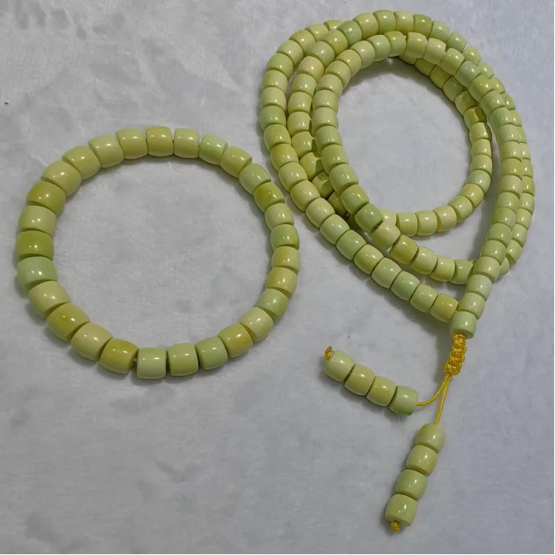 

Natural Magnesite High Porcelain Lemon Yellow Buddha Beads Long Chain Playful Old Style Single Circle Bracelet Color Changing