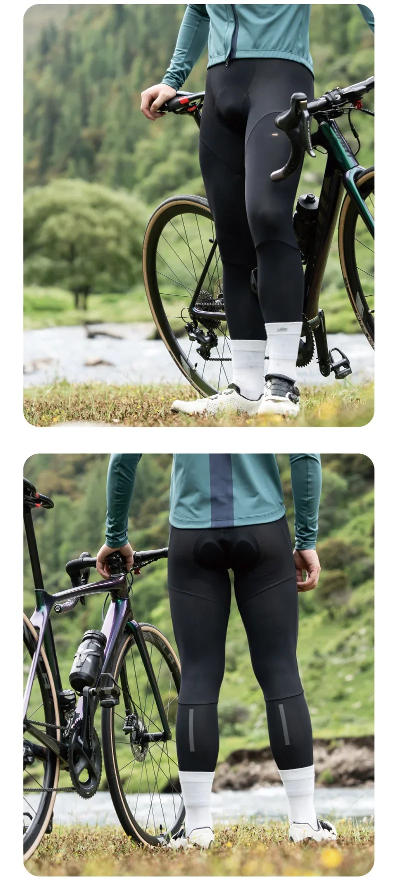 Fleece straps cycling trousers for men and women